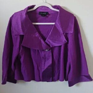 St. John Blazer Jacket Santana Flare Long Sleeve Button Front Purple Size 12